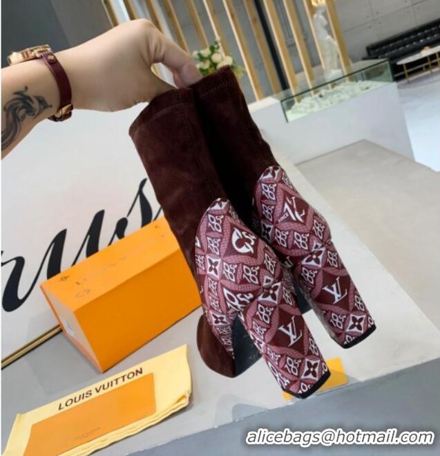 Low Cost Louis Vuitton Since 1854 Back Suede Ankle Boots 081017 Brown/Burgundy