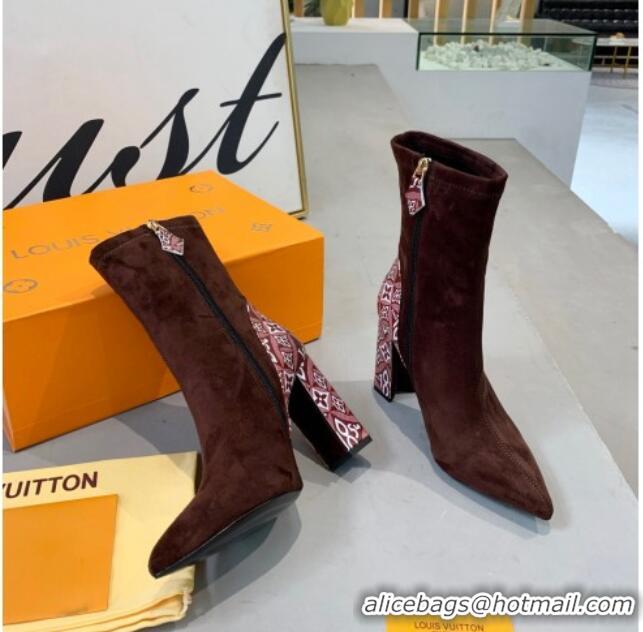 Low Cost Louis Vuitton Since 1854 Back Suede Ankle Boots 081017 Brown/Burgundy