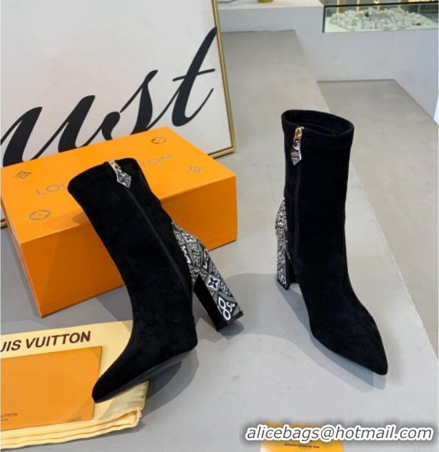 Popular Style Louis Vuitton Since 1854 Back Suede Ankle Boots 081017 Black/Grey