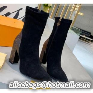 Unique Style Louis Vuitton Since 1854 Back Suede Ankle Boots Black/Monogram Canvas 081017