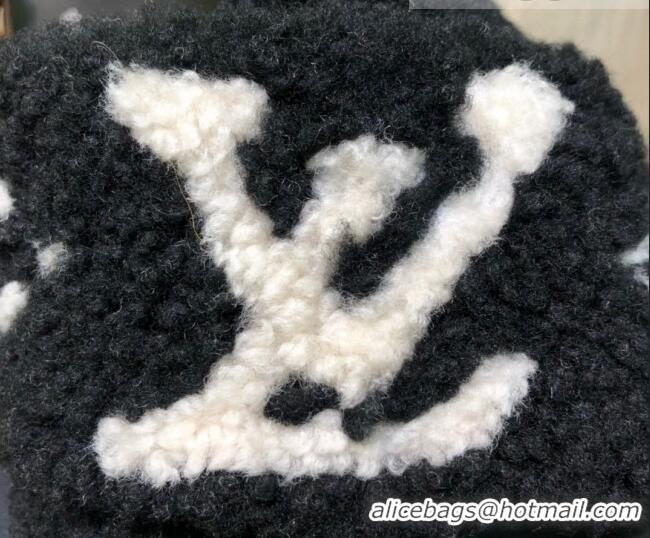 Top Design Louis Vuitton Paseo Logo Wool Flat Comfort Sandals 081020 Black/White