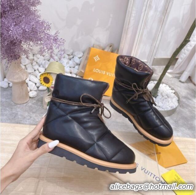 Top Quality Louis Vuitton Leather Pillow Comfort Ankle Boot 081258 Black