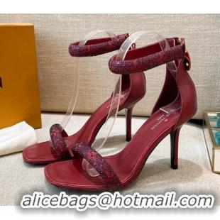 Popular Louis Vuitton Appeal Crystal Sandals 9cm 082008 Burgundy