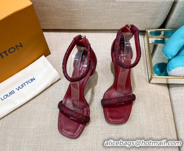 Popular Louis Vuitton Appeal Crystal Sandals 9cm 082008 Burgundy