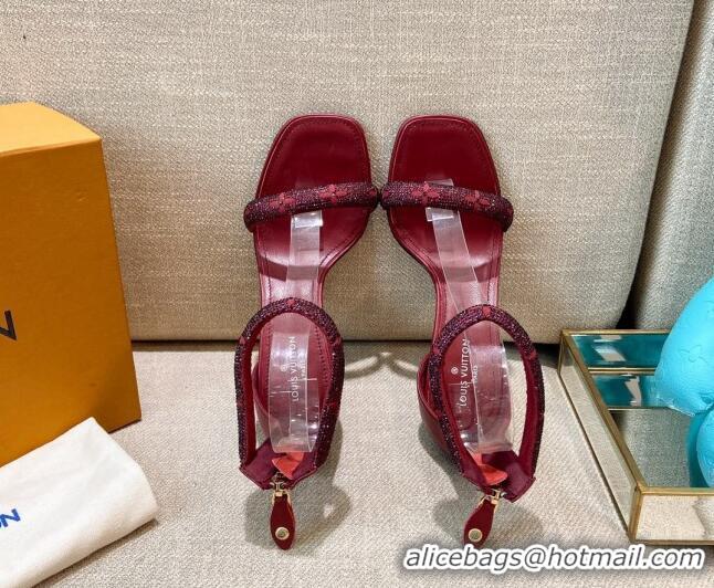 Popular Louis Vuitton Appeal Crystal Sandals 9cm 082008 Burgundy