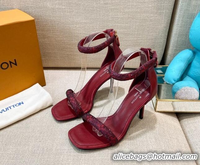 Popular Louis Vuitton Appeal Crystal Sandals 9cm 082008 Burgundy