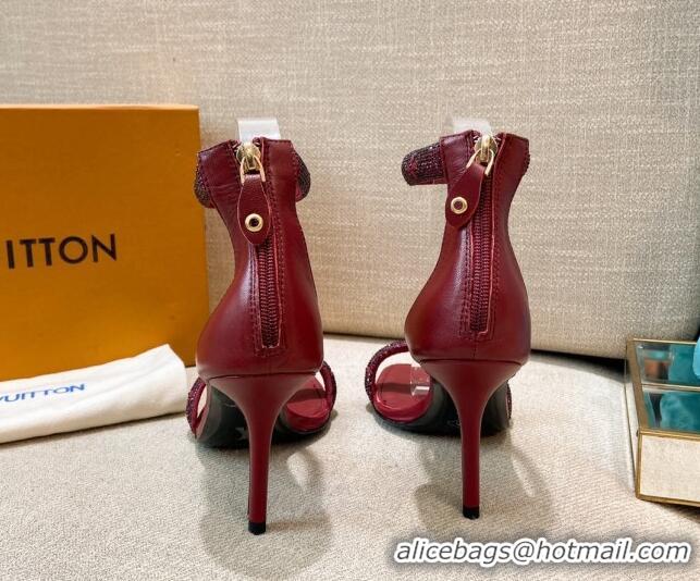 Popular Louis Vuitton Appeal Crystal Sandals 9cm 082008 Burgundy