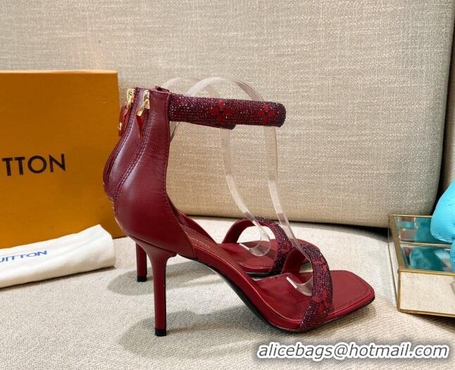 Popular Louis Vuitton Appeal Crystal Sandals 9cm 082008 Burgundy