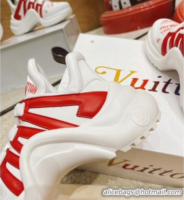 Fashion Louis Vuitton LV Archlight Signature Print Sneakers 082027 White/Red