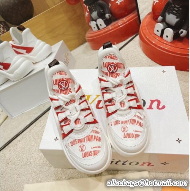 Fashion Louis Vuitton LV Archlight Signature Print Sneakers 082027 White/Red