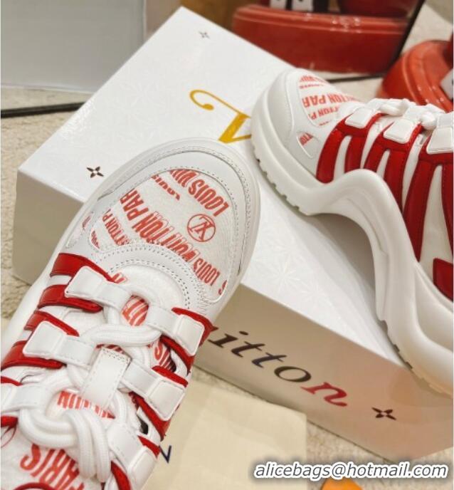 Fashion Louis Vuitton LV Archlight Signature Print Sneakers 082027 White/Red