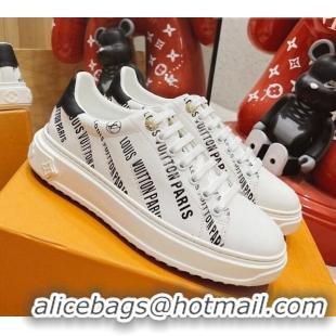 Best Price Louis Vuitton Time Out Signature Print Leather Sneakers 082030 White/Black