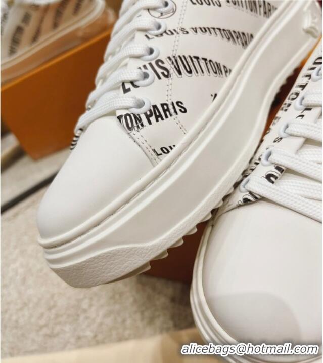 Best Price Louis Vuitton Time Out Signature Print Leather Sneakers 082030 White/Black