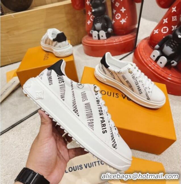 Best Price Louis Vuitton Time Out Signature Print Leather Sneakers 082030 White/Black