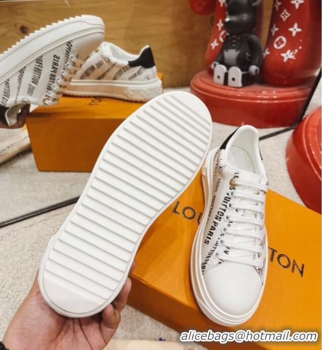 Best Price Louis Vuitton Time Out Signature Print Leather Sneakers 082030 White/Black