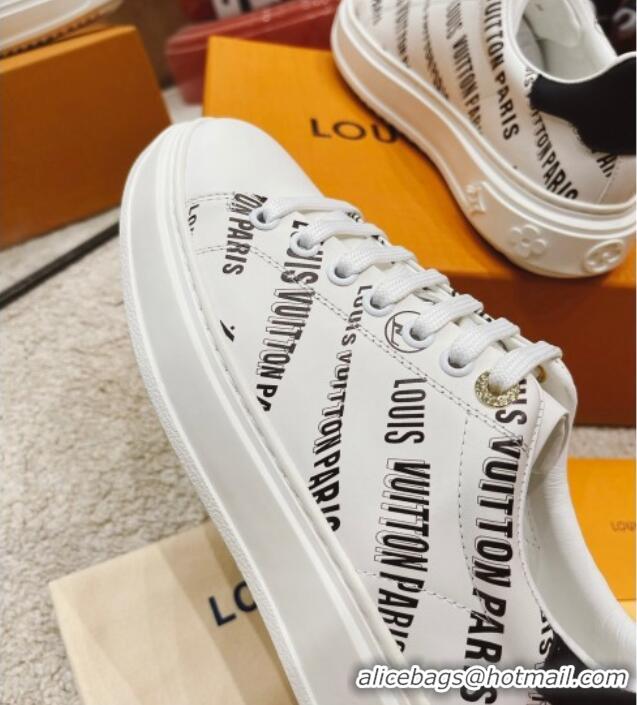 Best Price Louis Vuitton Time Out Signature Print Leather Sneakers 082030 White/Black