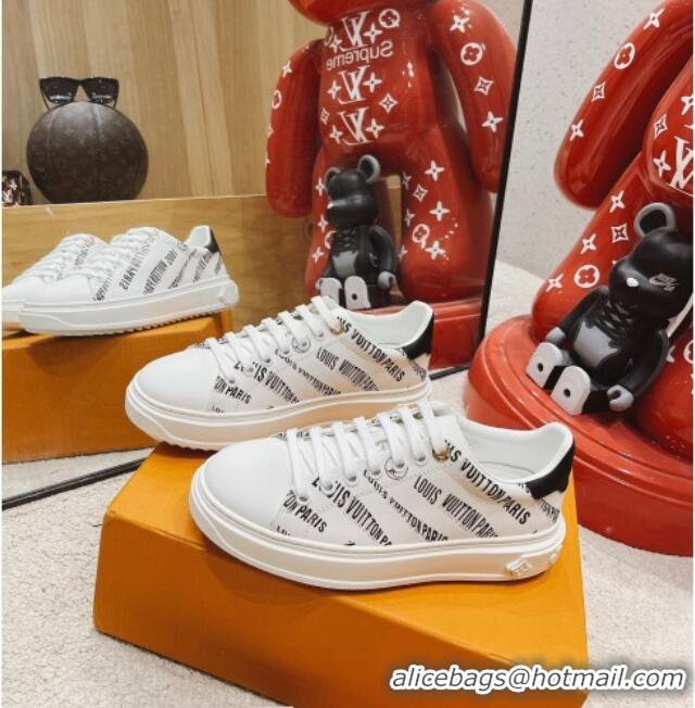 Best Price Louis Vuitton Time Out Signature Print Leather Sneakers 082030 White/Black