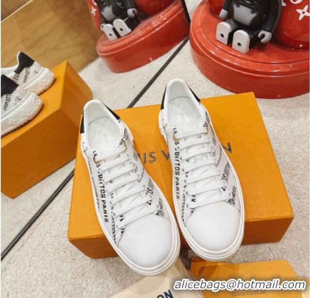 Best Price Louis Vuitton Time Out Signature Print Leather Sneakers 082030 White/Black