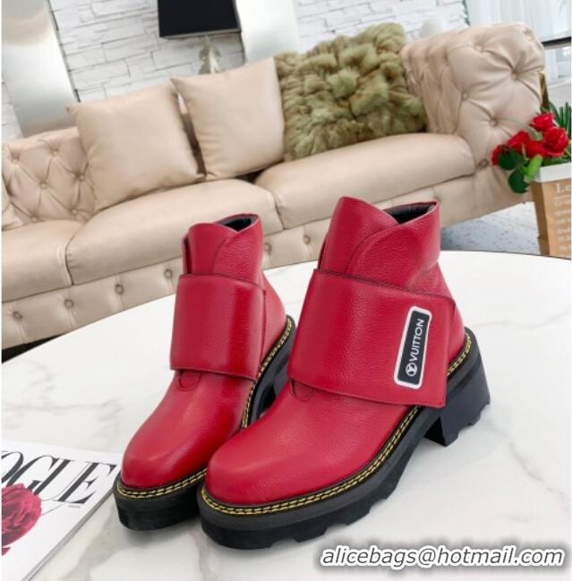 Top Quality Louis Vuitton LV Beaubourg Padded Strap Ankle Boots 082041 Red 2021