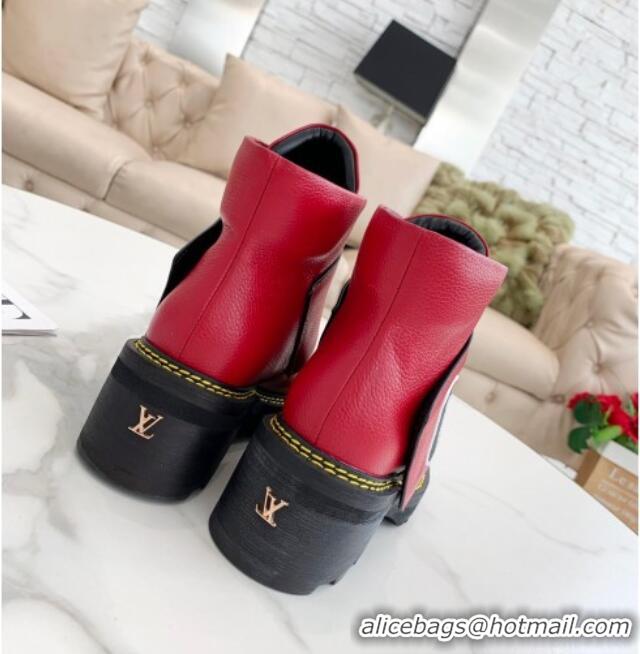 Top Quality Louis Vuitton LV Beaubourg Padded Strap Ankle Boots 082041 Red 2021