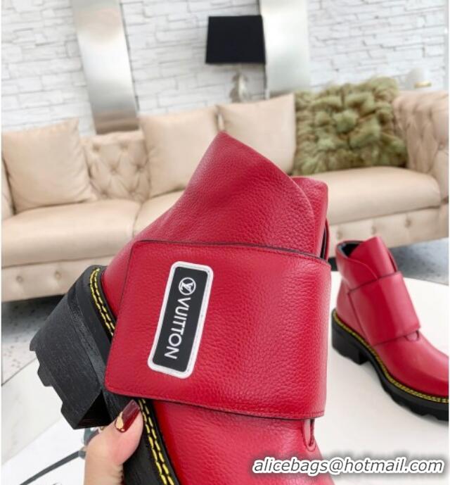 Top Quality Louis Vuitton LV Beaubourg Padded Strap Ankle Boots 082041 Red 2021