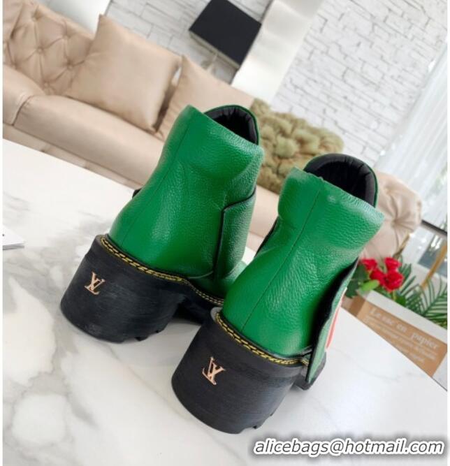 Best Luxury Louis Vuitton LV Beaubourg Padded Strap Ankle Boots 082041 Green 2021