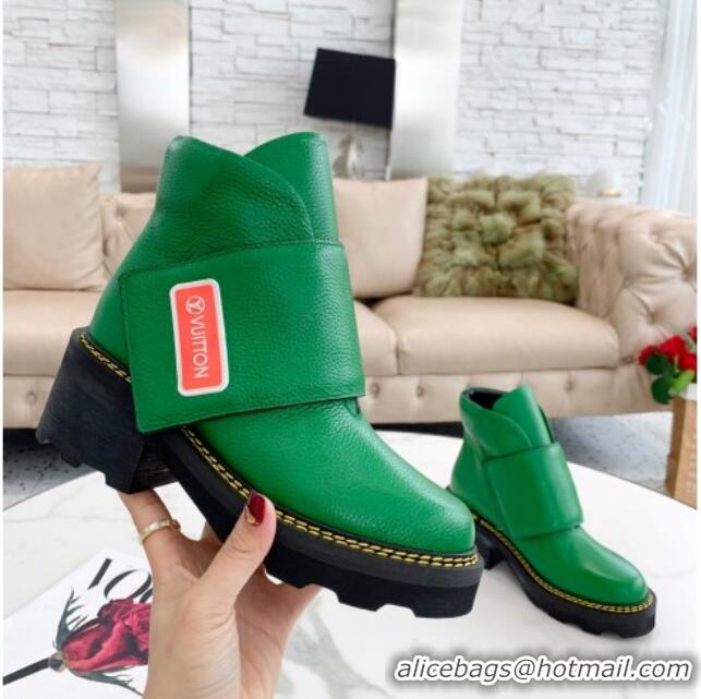 Best Luxury Louis Vuitton LV Beaubourg Padded Strap Ankle Boots 082041 Green 2021