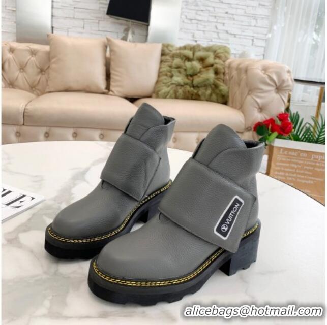 Top Quality Louis Vuitton LV Beaubourg Padded Strap Ankle Boots 082041 Grey 2021