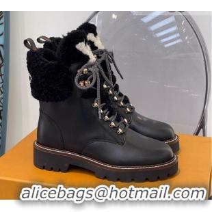 Crafted Louis Vuitton Territory Flat Range Leather and Shearling Short Boots 091733 Black