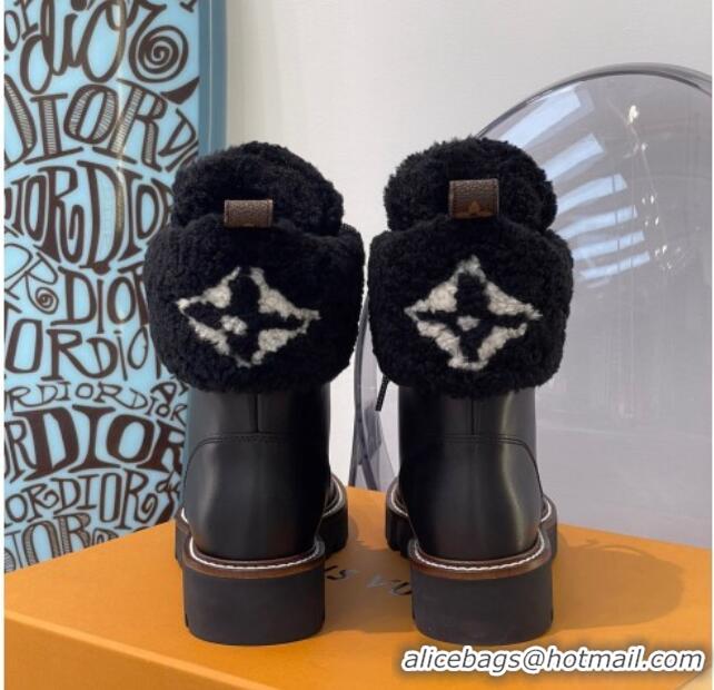 Crafted Louis Vuitton Territory Flat Range Leather and Shearling Short Boots 091733 Black