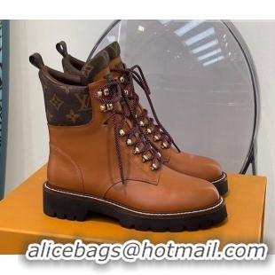 Best Price Louis Vuitton Territory Flat Range Leather and Monogram Short Boots 091735 Brown