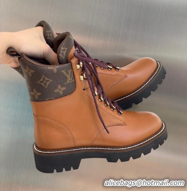 Best Price Louis Vuitton Territory Flat Range Leather and Monogram Short Boots 091735 Brown