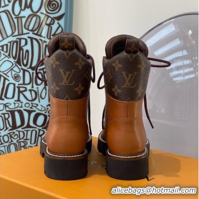 Best Price Louis Vuitton Territory Flat Range Leather and Monogram Short Boots 091735 Brown