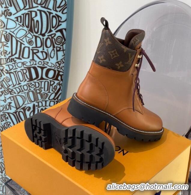 Best Price Louis Vuitton Territory Flat Range Leather and Monogram Short Boots 091735 Brown