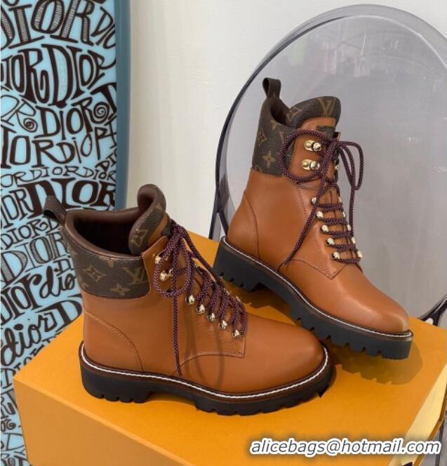 Best Price Louis Vuitton Territory Flat Range Leather and Monogram Short Boots 091735 Brown