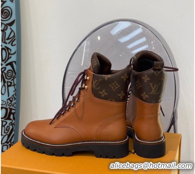 Best Price Louis Vuitton Territory Flat Range Leather and Monogram Short Boots 091735 Brown