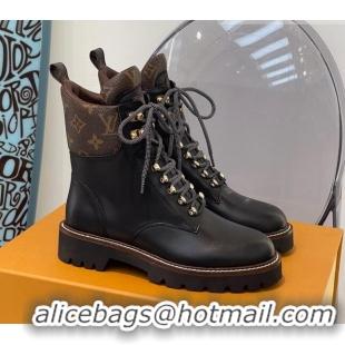 Top Quality Louis Vuitton Territory Flat Range Leather and Monogram Short Boots 091735 Black