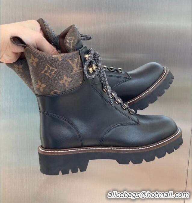 Top Quality Louis Vuitton Territory Flat Range Leather and Monogram Short Boots 091735 Black