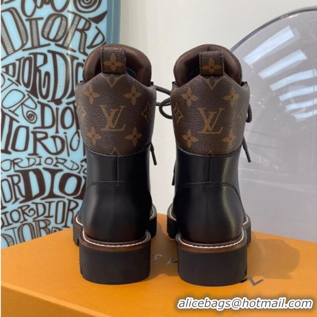 Top Quality Louis Vuitton Territory Flat Range Leather and Monogram Short Boots 091735 Black