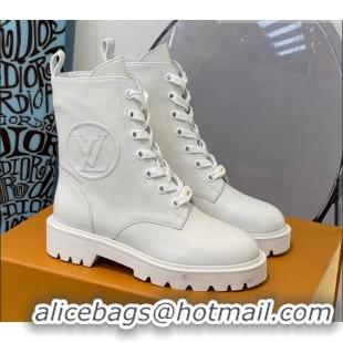 Custom Louis Vuitton Territory Flat Range Calfskin Short Boots 091831 All White 2021