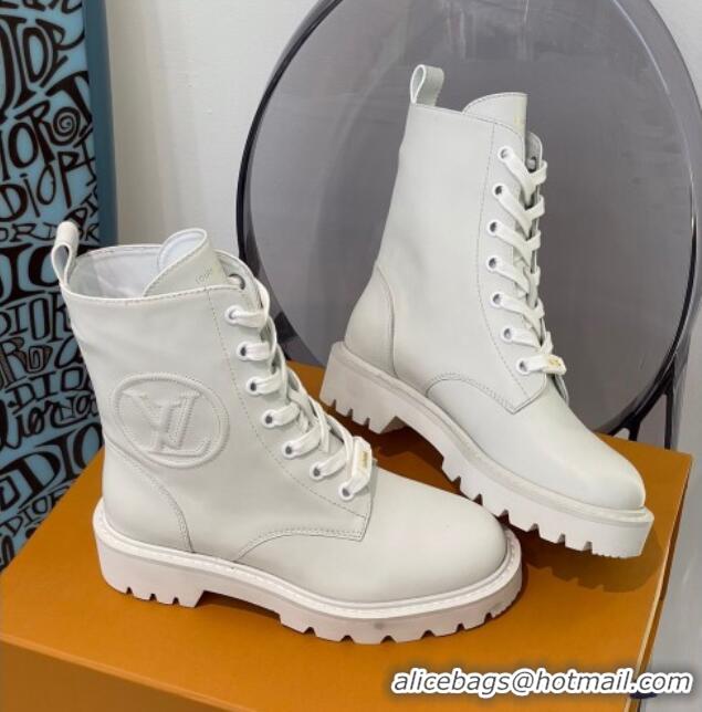 Custom Louis Vuitton Territory Flat Range Calfskin Short Boots 091831 All White 2021