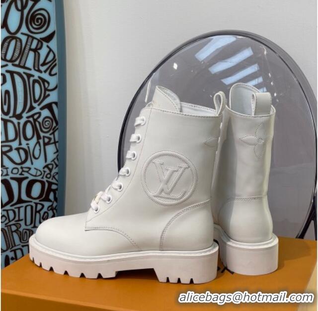 Custom Louis Vuitton Territory Flat Range Calfskin Short Boots 091831 All White 2021