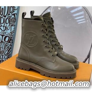 Best Luxury Louis Vuitton Territory Flat Range Calfskin Short Boots 091831 All Green 2021