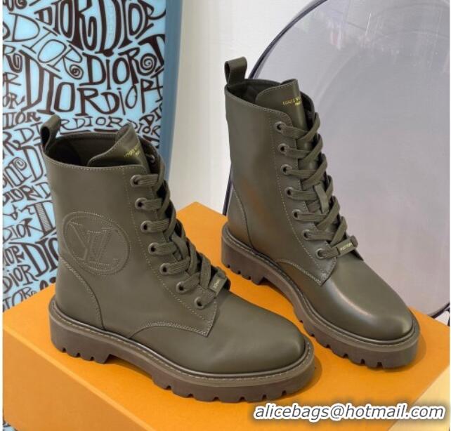 Best Luxury Louis Vuitton Territory Flat Range Calfskin Short Boots 091831 All Green 2021