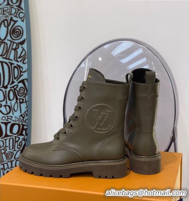 Best Luxury Louis Vuitton Territory Flat Range Calfskin Short Boots 091831 All Green 2021