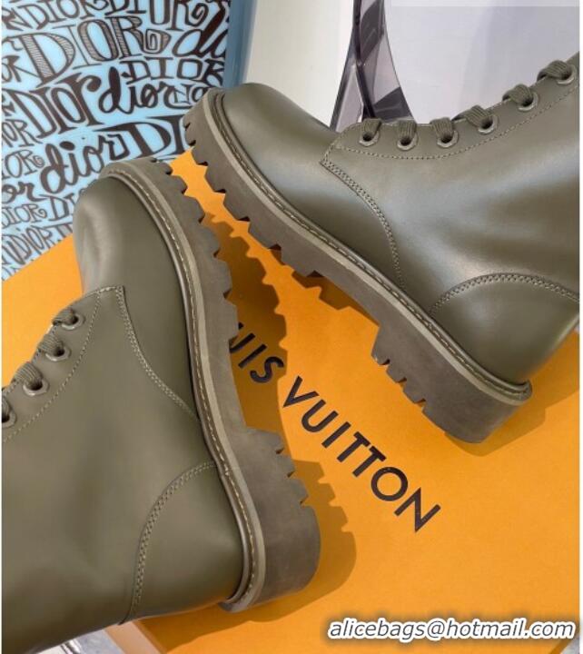 Best Luxury Louis Vuitton Territory Flat Range Calfskin Short Boots 091831 All Green 2021