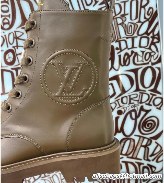 Best Luxury Louis Vuitton Territory Flat Range Calfskin Short Boots 091831 All Green 2021