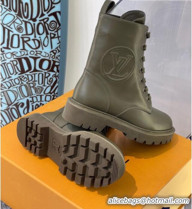 Best Luxury Louis Vuitton Territory Flat Range Calfskin Short Boots 091831 All Green 2021