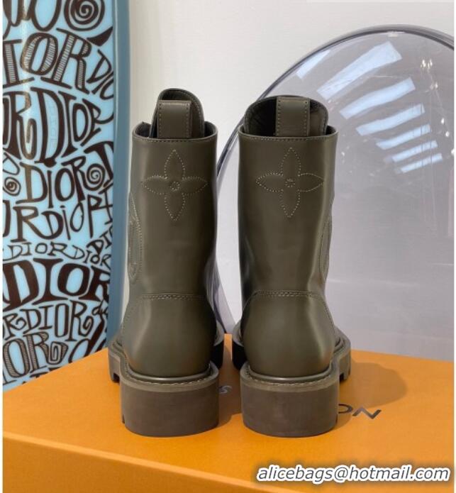 Best Luxury Louis Vuitton Territory Flat Range Calfskin Short Boots 091831 All Green 2021