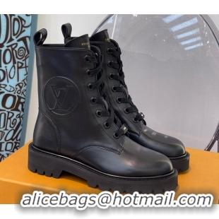 Top Quality Louis Vuitton Territory Flat Range Calfskin Short Boots 091831 All Black 2021